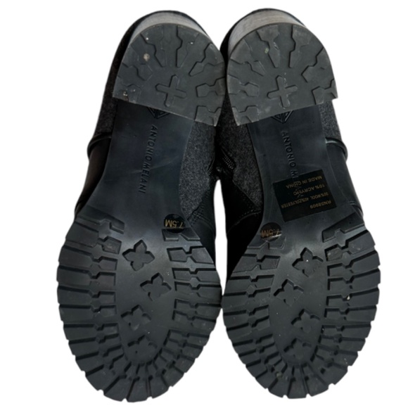 Antonio Melani Leather Flannel Treaded Lug Sole Lace Up Zippered Boot Sz 7 1/2 - Picture 7 of 8